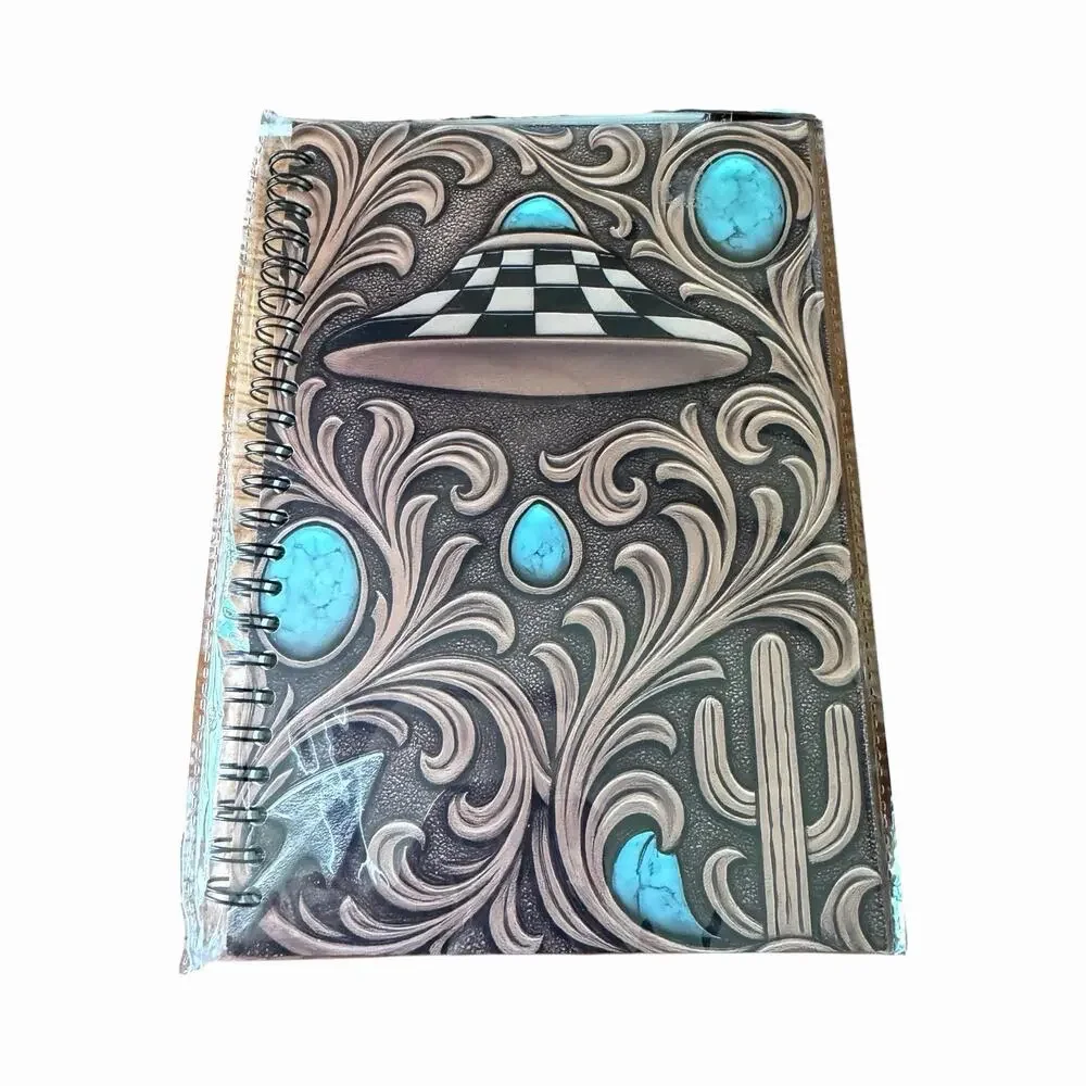 Western Notebook Journal Lot Longhorn Cactus Turquoise Concho Tooled Style New